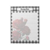 Bloc-note Notes de soins infirmiers à carreaux floraux noir (Tourné)