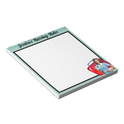 Bloc-note Notes de soins infirmiers rétro Pinup_ (Incliné)