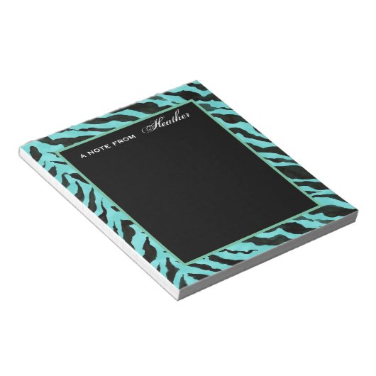 Bloc-note Notes de stylo Aqua Black Zebra Impression Art (Incliné)