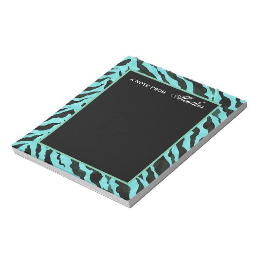 Bloc-note Notes de stylo Aqua Black Zebra Impression Art (Tourné)