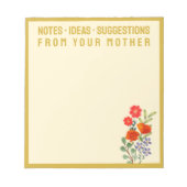 Bloc-note Notes de votre mère - Fleurs sauvages Cadre doré (Devant)