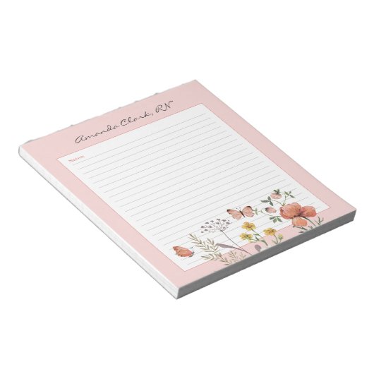 Bloc-note Notes d'infirmière florales (Incliné)