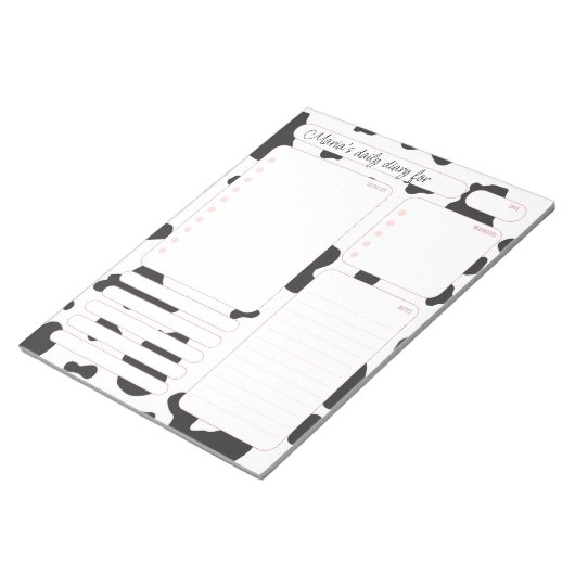 Bloc-note Notes du planificateur quotidien de la vache rose (Incliné)