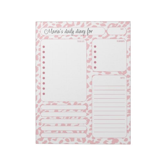 Bloc-note Notes du planificateur quotidien Pink Leopard et l (Tourné)