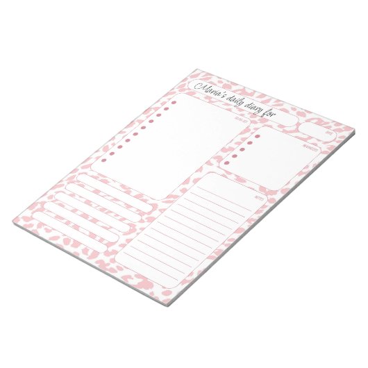 Bloc-note Notes du planificateur quotidien Pink Leopard et l (Incliné)