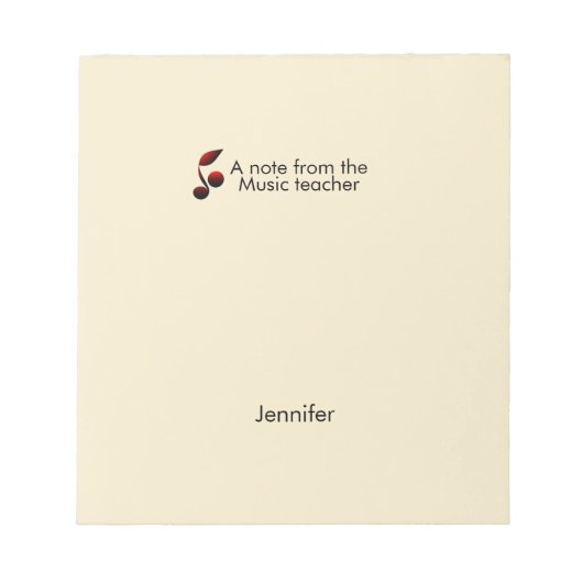 Bloc-note Notes du professeur de musique ajouter le nom du t (Devant)