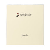 Bloc-note Notes du professeur de musique ajouter nom texte n (Devant)