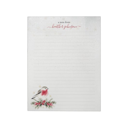 Bloc-note Notes Hearthlight Robin d'hiver Personnalisé (Tourné)