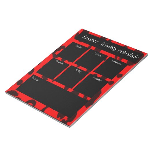 Bloc-note Notes hebdomadaires de l'empreinte de léopard roug (Incliné)