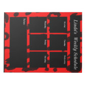 Bloc-note Notes hebdomadaires de l'empreinte de léopard roug (Devant)