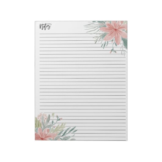 Bloc-note Notes modernes aquarelle rose pâle (Tourné)