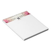 Bloc-note Notes musicales et Monogramme Vintage Rose (Incliné)
