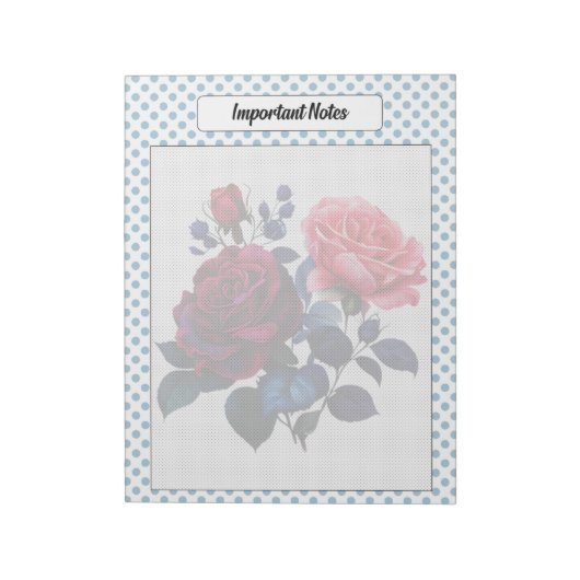 Bloc-note Notes Roses rose et bleu (Tourné)