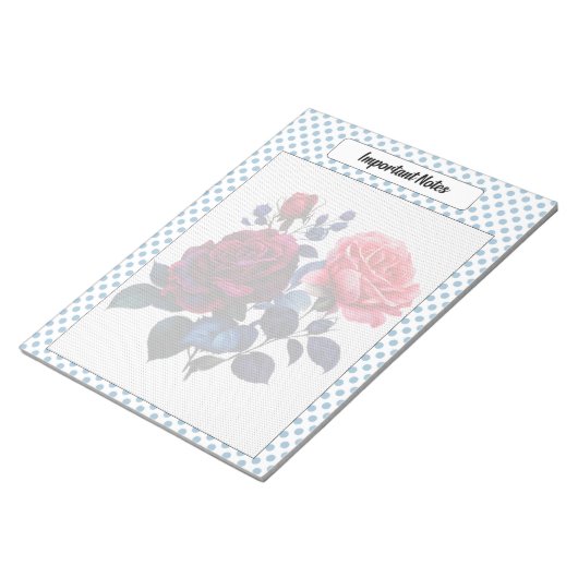 Bloc-note Notes Roses rose et bleu (Incliné)