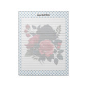 Bloc-note Notes Roses rose et bleu (Tourné)
