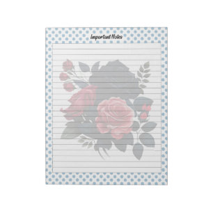 Bloc-note Notes Roses rose et bleu