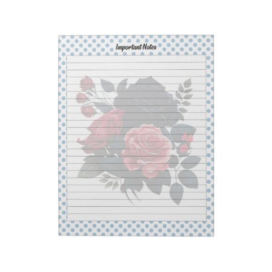 Bloc-note Notes Roses rose et bleu (Tourné)