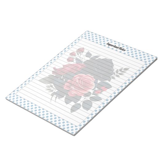 Bloc-note Notes Roses rose et bleu (Incliné)