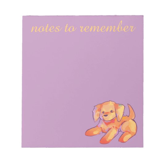 Bloc-note Notes to remember, golden retriever puppy (Devant)