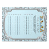 Bloc-note Nounours de Damas bleu et argent - Jeu (Devant)