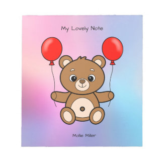 Bloc-note Nounours en peluche avec ballons rouges dessin ani