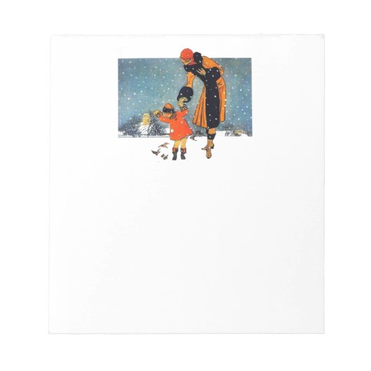 Bloc-note Nourrir les oiseaux dans la neige (Devant)