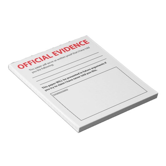 Bloc-note Nouveauté Preuves officielles Drôle Notepad 2 (Incliné)