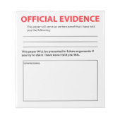 Bloc-note Nouveauté Preuves officielles Drôle Notepad 2 (Devant)