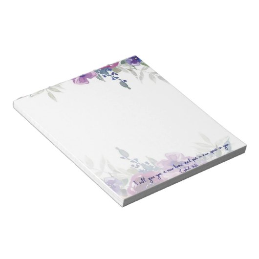 Bloc-note Nouvelle écriture de cœur aquarelle florale (Incliné)