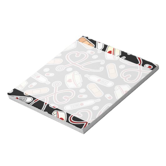 Bloc-note Nurse Love Print Black Background (Tourné)