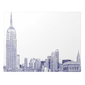 Bloc-note NYC Skyline Etched 01 Blue