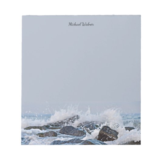 Bloc-note Océan Aquarelle Crashing Vagues Roches Splash (Devant)