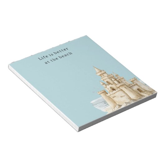 Bloc-note Ocean Beach Birds Blue Sky Cream Sand Castle (Incliné)