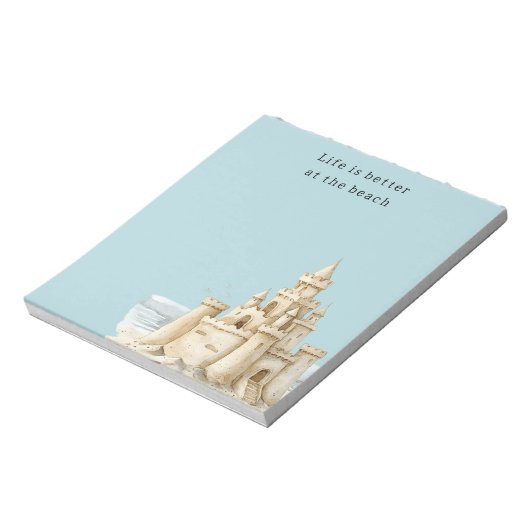 Bloc-note Ocean Beach Birds Blue Sky Cream Sand Castle (Tourné)