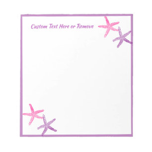 Bloc-note Ocean Sea Starfish Pink Purple Personnalisé
