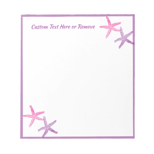 Bloc-note Ocean Sea Starfish Pink Purple Personnalisé (Devant)