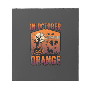 Bloc-note Octobre, nous portons Orange Halloween Citrouille 