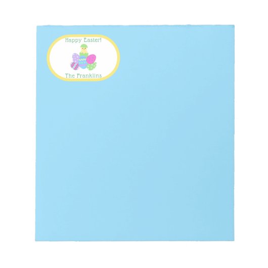 Bloc-note Oeufs de Pâques Poussin et Papier Bleu Clair (Devant)