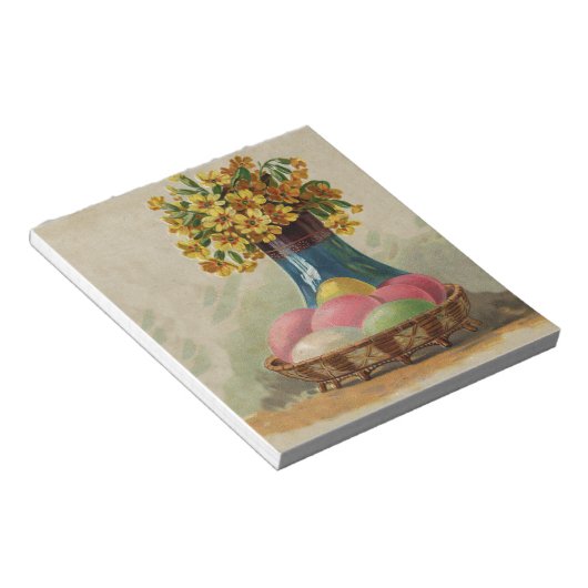 Bloc-note Oeufs Pâques Panier Fleurs Antique (Incliné)