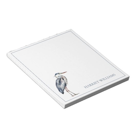 Bloc-note Oiseau de Héron Bleu Côtier Personnalisé (Incliné)
