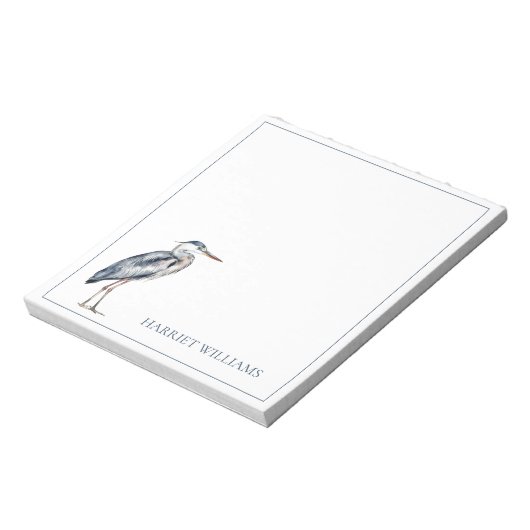Bloc-note Oiseau de Héron Bleu Côtier Personnalisé (Tourné)