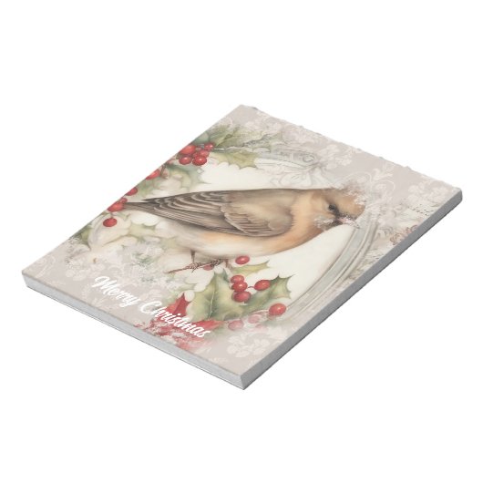 Bloc-note Oiseau de Noël rétro (Tourné)