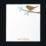 Bloc-note Oiseau sur une branche Notepads personnalisés<br><div class="desc">Personnalisez ce bloc-notes avec votre nom,  vos initiales,  votre monogramme ou le texte de votre choix.</div>