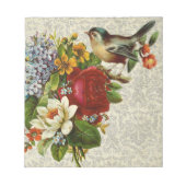 Bloc-note Oiseau vintage Sur Fleurs (Devant)