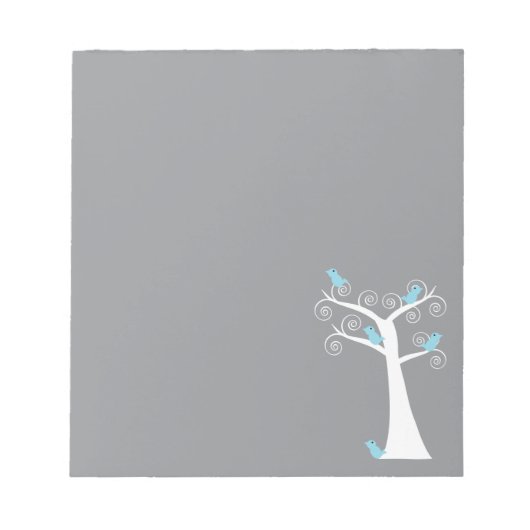 Bloc-note Oiseaux bleus modernes sur un arbre blanc tourbill (Devant)