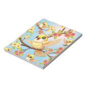 Bloc-note Oiseaux mignons et heureux parmi les fleurs du pri (Tourné)