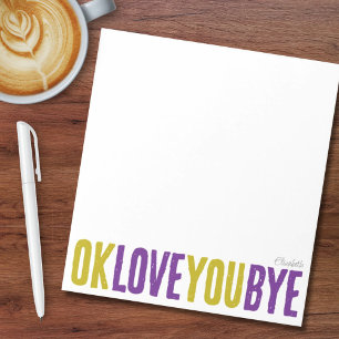 Bloc-note OK Love You Bye Green Purple Girfriend