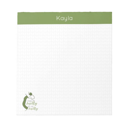 Bloc-note Olive Green Je Me Sens Knitty, Oh Tellement Knitty (Devant)
