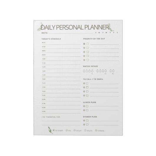 Bloc-note Olive Simple Daily Planner (Tourné)