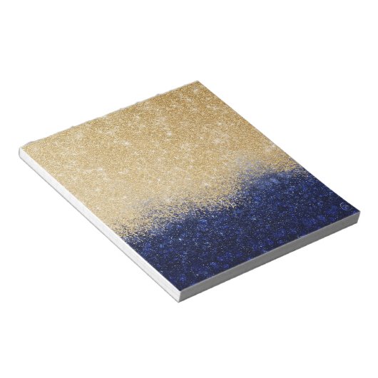 Bloc-note Ombre Parties scintillant or et bleu design de lux (Incliné)